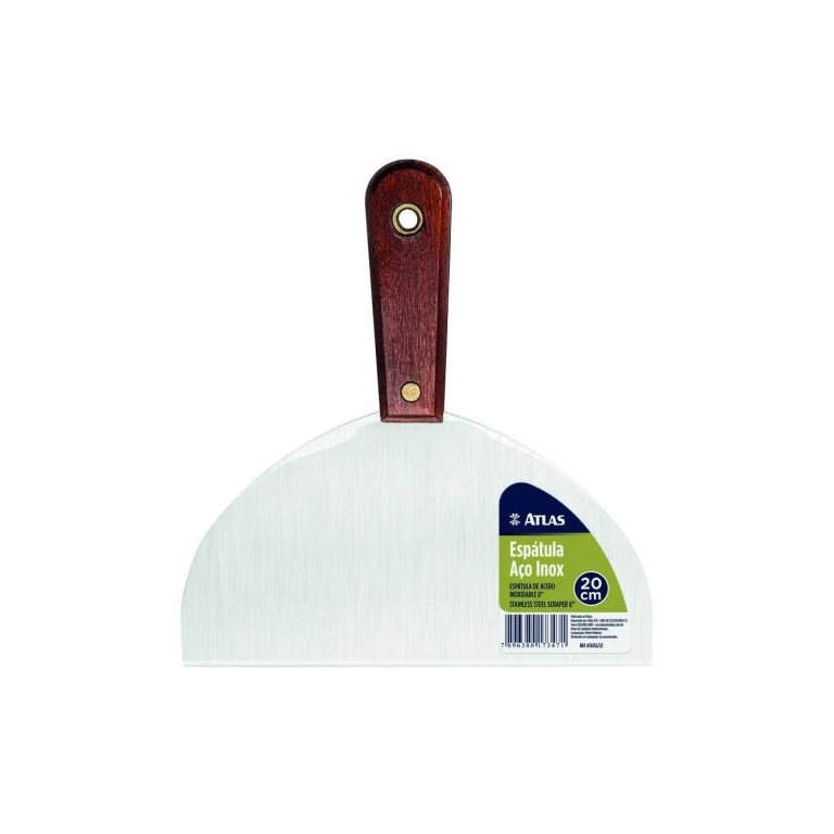 Espatula Aco Inox 20cm 8" Atlas Drywall Massa Corrida Pro