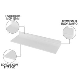 Tampo para Balcão 160cm Karen P14 Branco - Mpozenato - 2 Tampo para Balcão 160cm Karen P14 Branco - Mpozenato - 2
