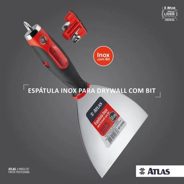 Espatula Aco Inox Com Bit Multifuncional Drywall 12cm Atlas - 3
