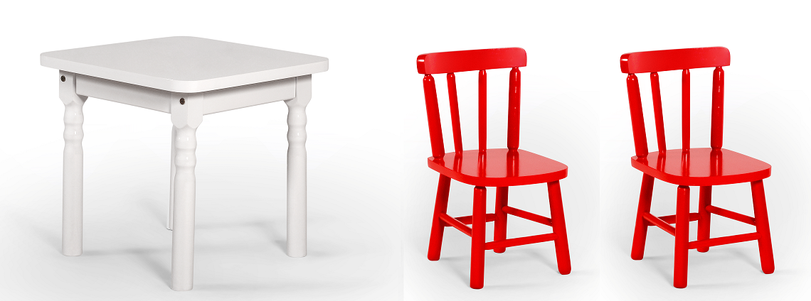 Conjunto Infantil 60x60 com 2 Cadeiras - Vermelha - JM Móveis