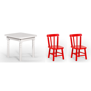 Conjunto Infantil 60x60 com 2 Cadeiras - Vermelha - Jm Móveis