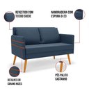Ver imagem 5 de Kit 01 Namoradeira 02 Lugares e 02 Poltronas Mari Suede Azul Marinho Base de Madeira Ma30 - D'Rossi