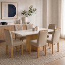 Ver imagem 1 de Conjunto Mesa de Jantar 6 Lugares Tampo Vidro Carol Cinamomo e Off White