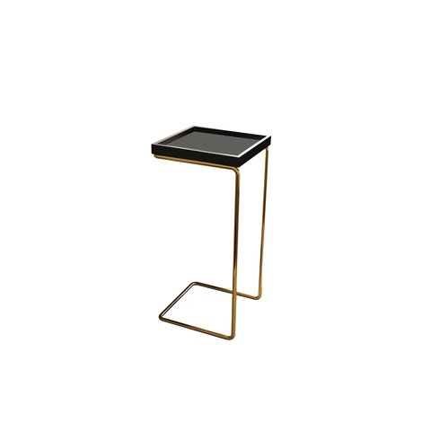 Mesa Lateral de Apoio para Sala Sofá Anny - Dourada e Preta