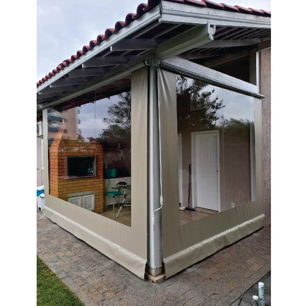 Toldo Cortina Bege c/ visor - 2,00m x 2,50m - kit completo - 1