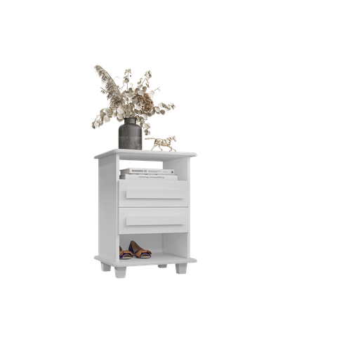 Mesa de Cabeceira com Rodízios 2 Gavetas 1 Nicho Turim Rv Móveis