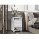 Ver imagem 2 de Mesa de Cabeceira com Rodízios 2 Gavetas 1 Nicho Turim Rv Móveis