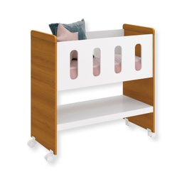 Mini Berço Multifuncional 3 em 1 Branco Fosco com Amadeirado - 1