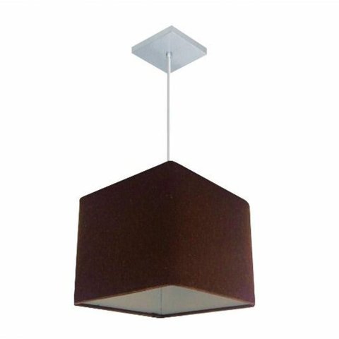 Lustre Pendente Quadrado Vivare Md-4058 Cúpula em Tecido 21/25x25cm - Bivolt Café 127/220v