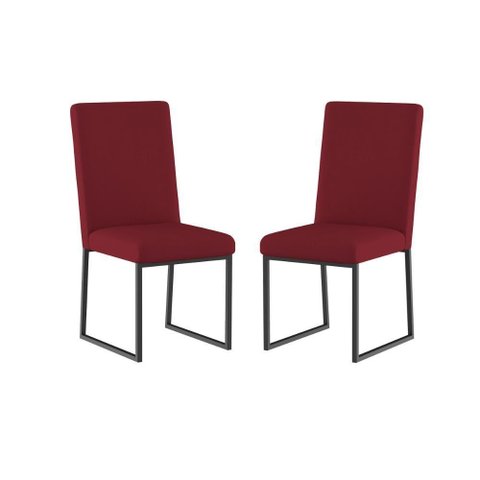 Kit 2 Cadeiras Estofadas Base de Ferro Preto para Mesa Jantar Marsala