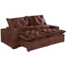 Sofá Retrátil e Reclinável 4 Lugares Elegance Tecido Suede 2,30M Marrom - 1