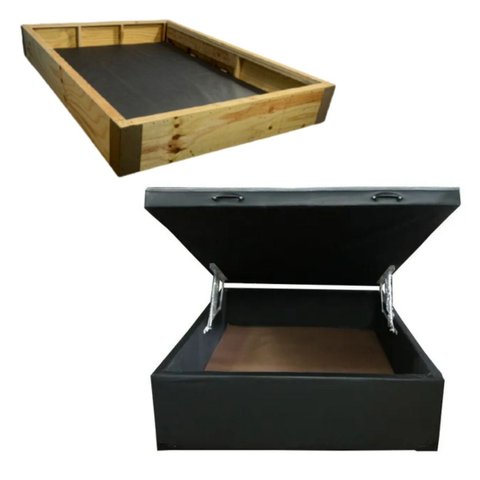 Cama Baú Casal com 25cm de Profundidade/43cm Altura -blindado Corino Preto