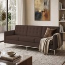 Ver imagem 3 de Sofá Fk 3 Lugares Couro Sintético Linha Premium Design Modernista Sala Escritório Recepção - Marrom