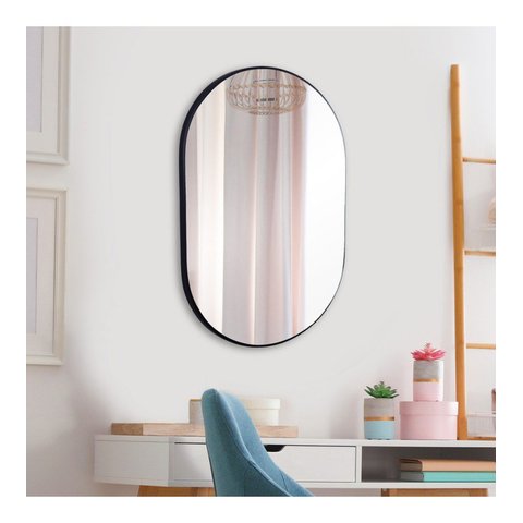 Espelho Oval Londres 50x40cm Com Borda Preta