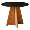 Ver imagem 1 de Mesa de Jantar Redonda com Vidro 4 Lugares Multimóveis Cr50245 Cinamomo/preto