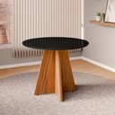 Ver imagem 2 de Mesa de Jantar Redonda com Vidro 4 Lugares Multimóveis Cr50245 Cinamomo/preto