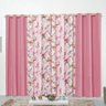 Cortina Forest Floral Rosa 3,00M x 2,50M para Varão Simples - 1