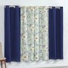 Cortina Forest Floral Verde/Marinho 2,00M x 1,70M para Varão Simples - 1