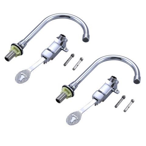 Torneira Valvula Acionamento Pedal Kit 2 Uni Banheiro Cirurgia Hospital Clinica Laboratorio Higieniz