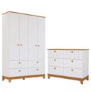 Ver imagem 1 de Jogo de Quarto Infantil Biscoito Guarda Roupa e Cômoda 6 Gavetas Branco/nature - Permóbili Baby