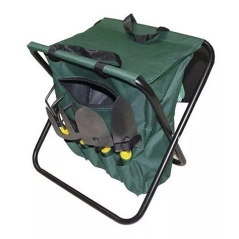 Kit De Jardinagem Com 8 Peças Com Banquinho