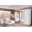 Ver imagem 2 de Guarda Roupa Solteiro 1 Porta Espelhada Branco Atenas - D'doro