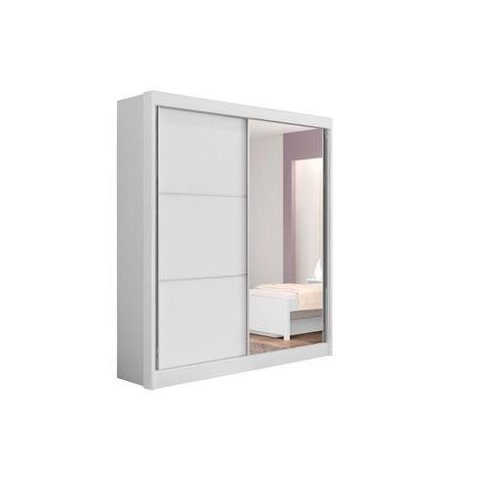 Guarda Roupa Solteiro 1 Porta Espelhada Branco Atenas - D'doro