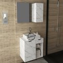 Ver imagem 2 de Conjunto Para Banheiro Gabinete E Espelheira BN3605x02 Marmore Branco Tecno Mobili