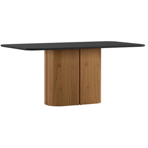 Mesa de Jantar Serena 180x90 cm com Vidro Ype Preto - New Ceval