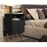 Mesa de Cabeceira Madri Retrô com Pés Palito 2 Gavetas Preto - 1