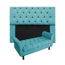 Ver imagem 1 de Kit Cabeceira Mirage + Calçadeira Grécia Casal 140cm Suede - Ecotec Decor:Azul Turquesa