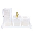 Ver imagem 1 de Kit Lavabo com 4 Peças Luxo Acrílico Pérola com Dourado