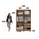 Ver imagem 5 de Guarda Roupa Solteiro com Pés 4 Portas 2 Gavetas - Milly-Cumaru/Fendi - Móveis Novo Horizonte