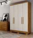 Ver imagem 2 de Guarda Roupa Solteiro com Pés 4 Portas 2 Gavetas - Milly-Cumaru/Fendi - Móveis Novo Horizonte