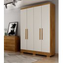Ver imagem 2 de Guarda Roupa Solteiro com Pés 4 Portas 2 Gavetas - Milly-Cumaru/Fendi - Móveis Novo Horizonte