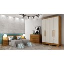 Ver imagem 3 de Guarda Roupa Solteiro com Pés 4 Portas 2 Gavetas - Milly-Cumaru/Fendi - Móveis Novo Horizonte