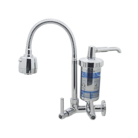 Torneira com Filtro Cozinha Parede Gourmet 1/4 de Volta Copo de Filtro 360° Cromado Luxo
