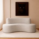 Ver imagem 1 de Sofá Curvo 3 Lugares 230cm Apolo Bouclé Cinza - Sallar Home