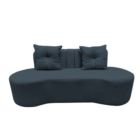 Sofá 3 Lugares Orgânico Curvo Madrid 180cm Bouclé Cinza