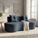 Ver imagem 3 de Sofá 3 Lugares Orgânico Curvo Madrid 180cm Bouclé Cinza