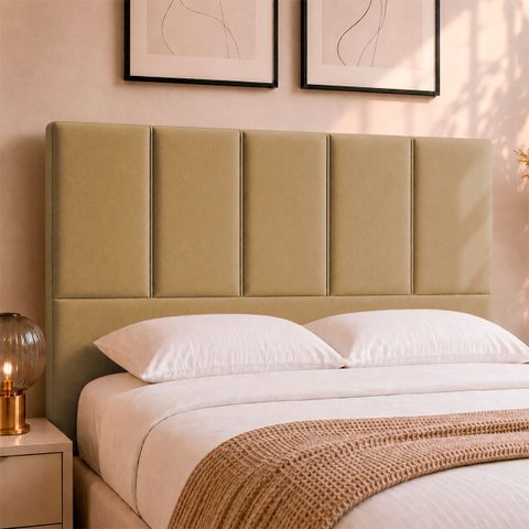 Cabeceira Classic Casal 140cm para Quarto Cama Decorativa Moderna Elegante Suede Nude
