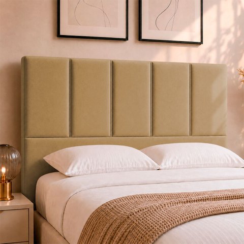 Cabeceira Classic Casal 140cm para Quarto Cama Decorativa Moderna Elegante Suede Nude
