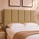 Ver imagem 1 de Cabeceira Classic Casal 140cm para Quarto Cama Decorativa Moderna Elegante Suede Nude