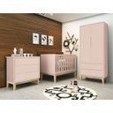 Ver imagem 1 de Jogo de Quarto para Bebê Completo 2 Portas Classic New Rosa Fosco com Natural - Reller