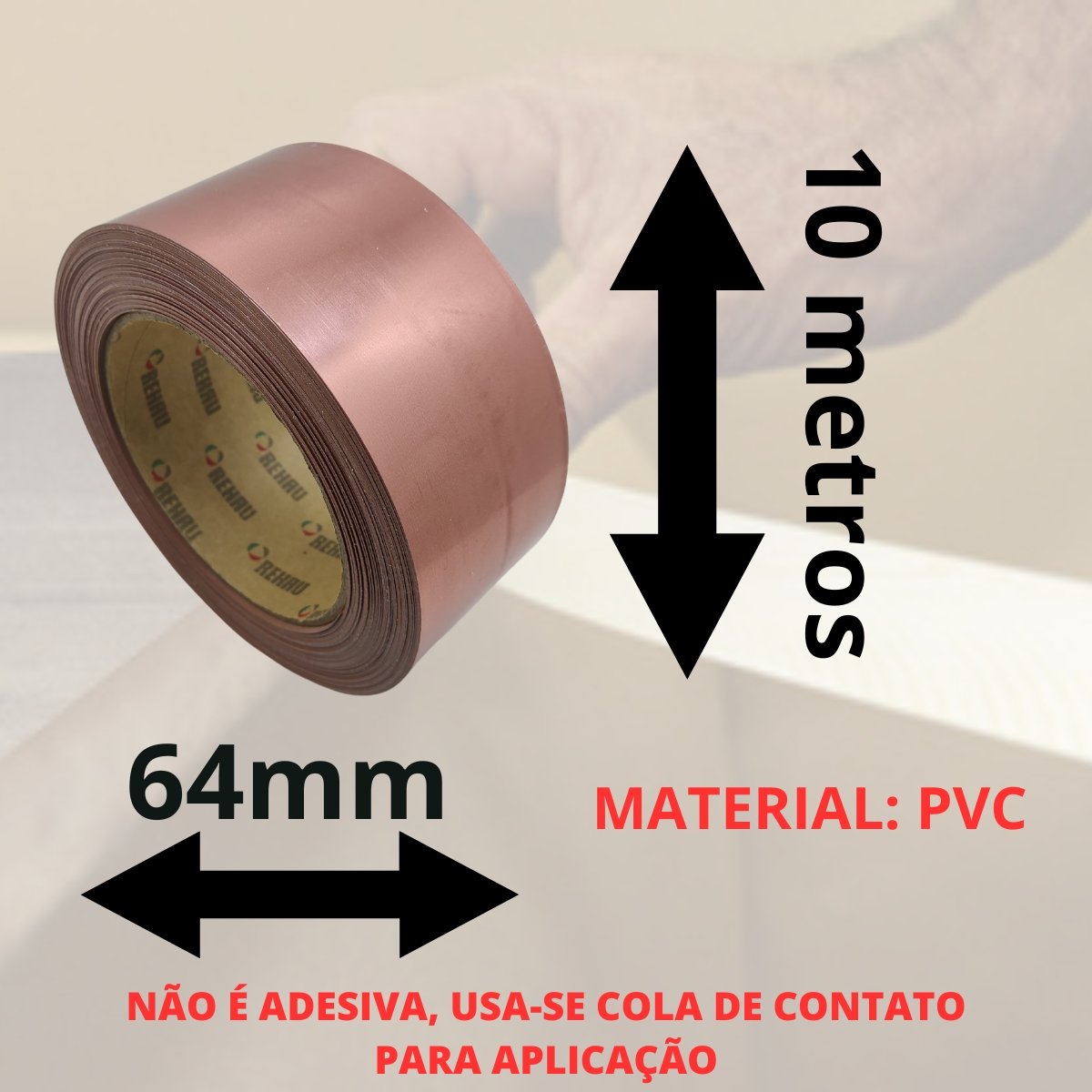 Fita de Borda Cobre Aluminium Rose Metalica 64mm X 10m Moveis Acabamento Metalico - 3