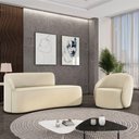 Ver imagem 2 de Sofá 2 Lugares Orgânico 140cm Morgan e Poltrona Lua Suede Bege D03 - D'Rossi