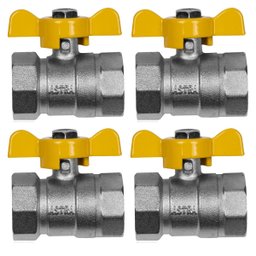Kit 4 Registro Válvula Esfera Metálica Rf X Rf 1/2'' Pex Gás - 1