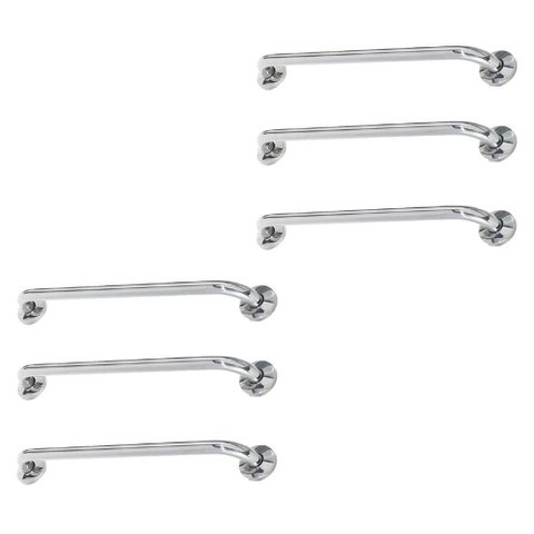 Alça Barra de Apoio 60cm Inox Segurança Kit 6 Unidades Banheiro Suporte Ajuda Gestante Idoso