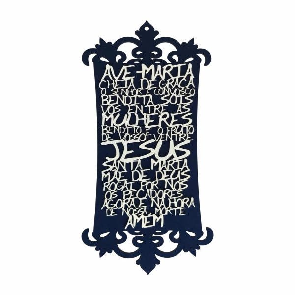 Quadro decorativo Oração GRANDE - Azul escuro - Ave Maria - 1