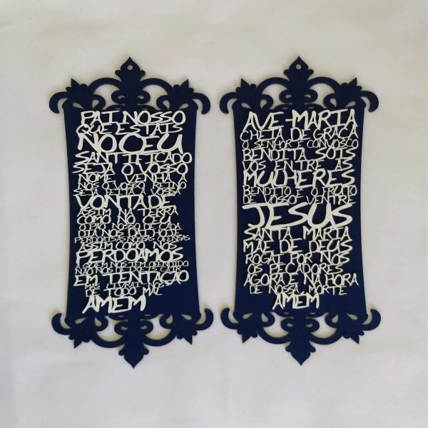 Quadro decorativo Oração GRANDE - Azul escuro - Ave Maria - 3
